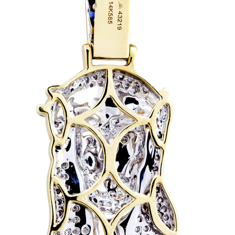 14K Yellow Gold Jesus Head Diamond Necklace  | 0.88 Carats