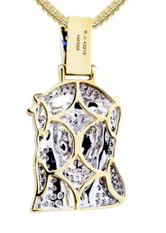 14K Yellow Gold Jesus Head Diamond Necklace  | 0.88 Carats