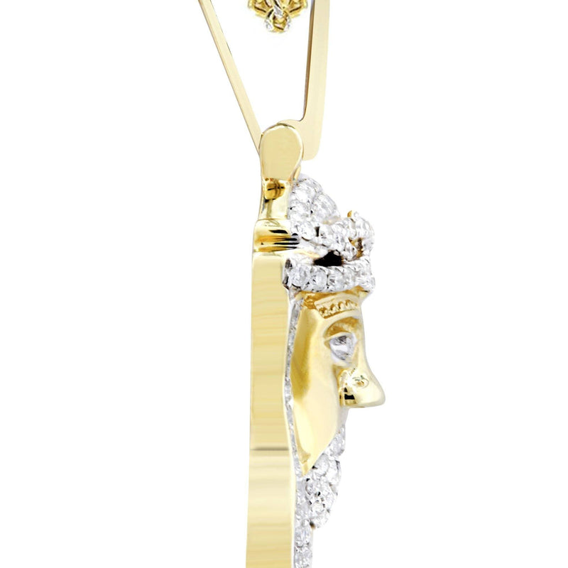 14K Yellow Gold Jesus Head Diamond Necklace  | 0.88 Carats