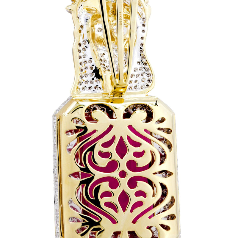 14K Yellow Gold Ruby Jesus Diamond Necklace  | 2.53 Carats