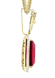 14K Yellow Gold Ruby Jesus Diamond Necklace  | 2.53 Carats