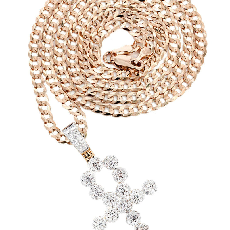 14K Rose Gold Ankh Diamond Necklace  | 2.85 Carats