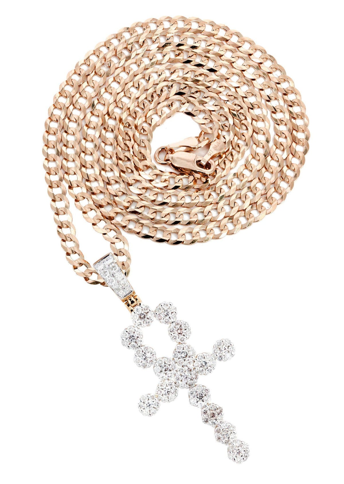 14K Rose Gold Ankh Diamond Necklace  | 2.85 Carats