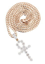 14K Rose Gold Ankh Diamond Necklace  | 2.85 Carats