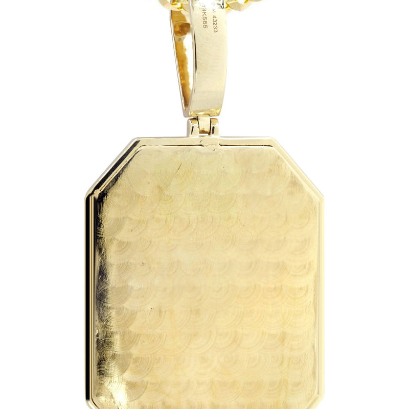 14K Yellow Gold Lion Dog Tag Diamond Necklace  | 3.09 Carats