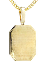 14K Yellow Gold Lion Dog Tag Diamond Necklace  | 3.09 Carats