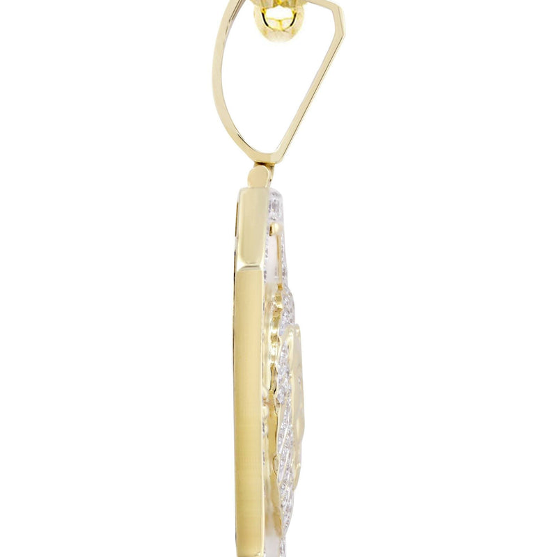 14K Yellow Gold Lion Dog Tag Diamond Necklace  | 3.09 Carats
