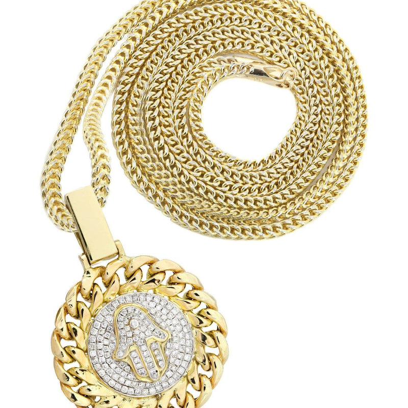 14 Yellow Gold Hamsa Diamond Necklace | 0.7 Carats