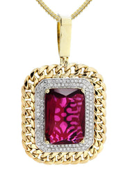 10K Yellow Gold Ruby Diamond Necklace  | 1.43 Carats