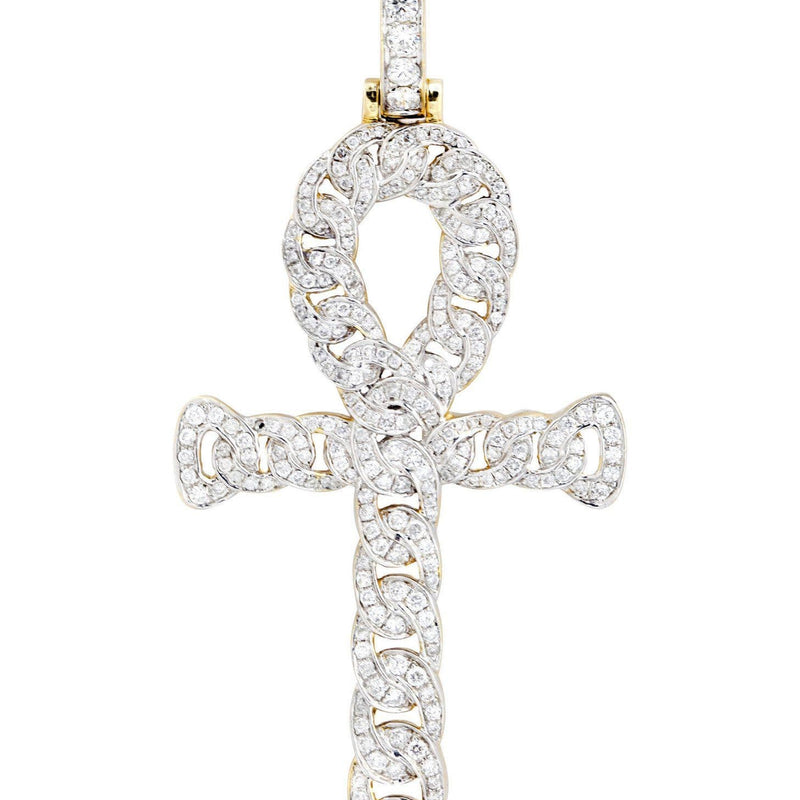 14K Yellow Gold Ankh Diamond Necklace  | 1.88 Carats