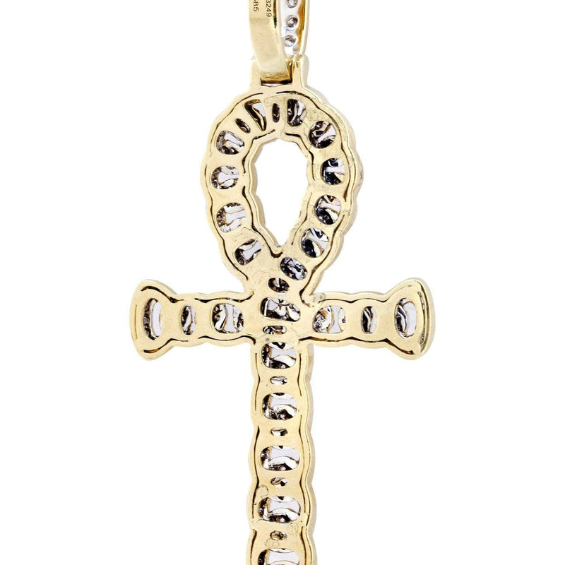 14K Yellow Gold Ankh Diamond Necklace  | 1.88 Carats