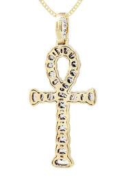 14K Yellow Gold Ankh Diamond Necklace  | 1.88 Carats