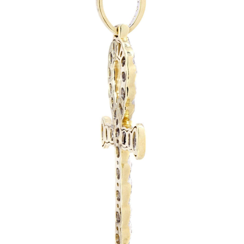 14K Yellow Gold Ankh Diamond Necklace  | 1.88 Carats