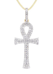 10K Yellow Gold Ankh Diamond Necklace  | 1.13 Carats