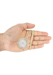 14K Yellow Gold Circle Diamond Necklace Diamond Necklace  | 4.17 Carats