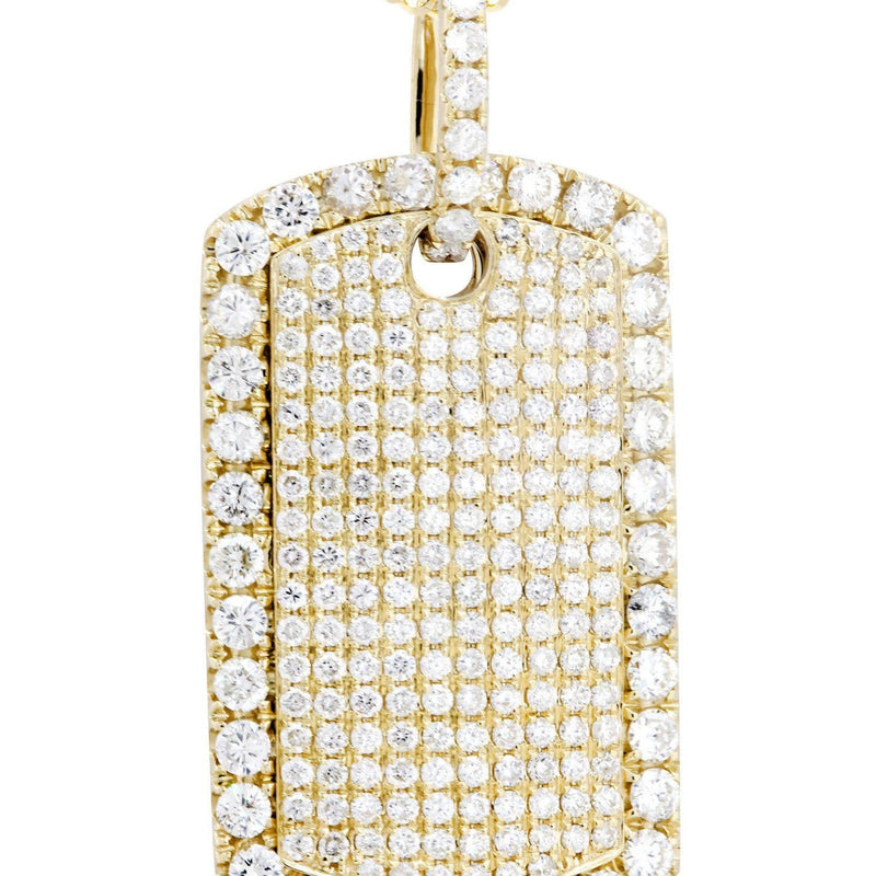 14K Yellow Gold Dog Tag Diamond Necklace  | 4.8 Carats
