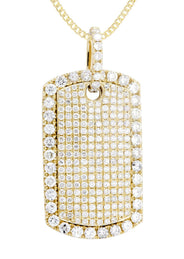 14K Yellow Gold Dog Tag Diamond Necklace  | 4.8 Carats