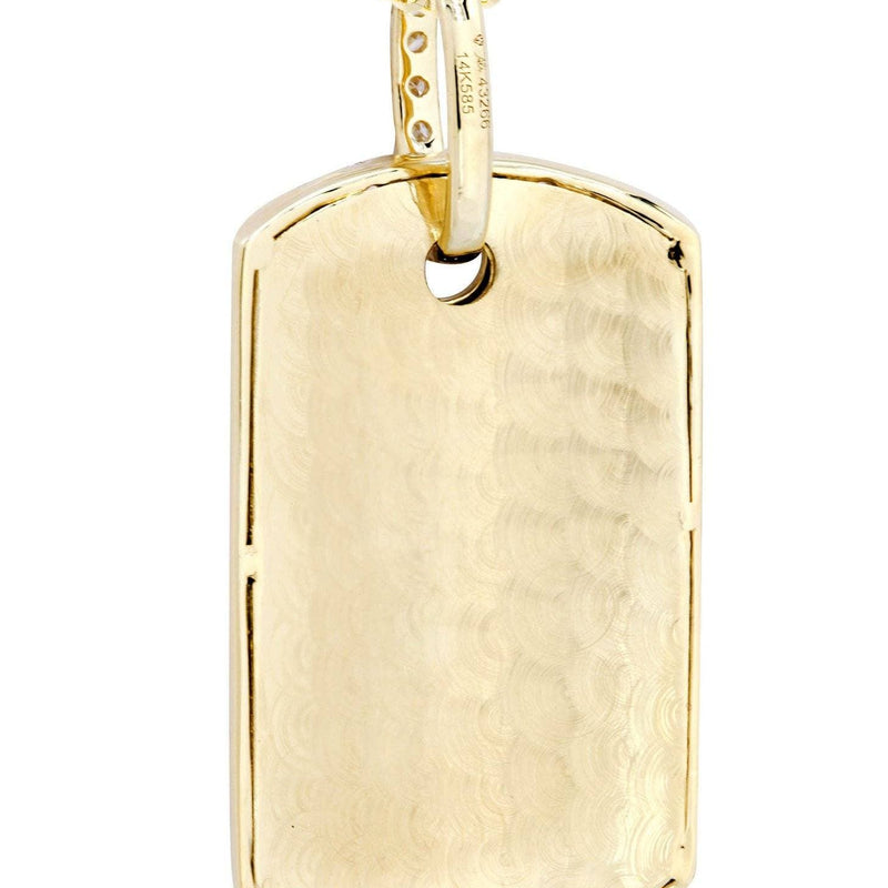 14K Yellow Gold Dog Tag Diamond Necklace  | 4.8 Carats