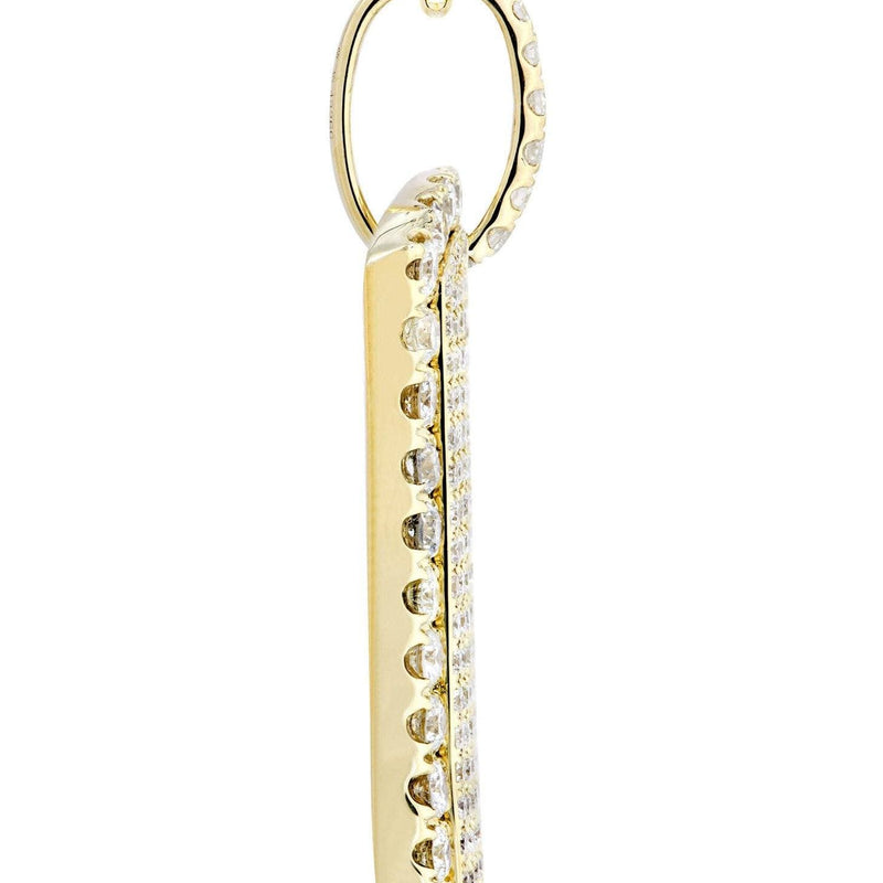 14K Yellow Gold Dog Tag Diamond Necklace  | 4.8 Carats