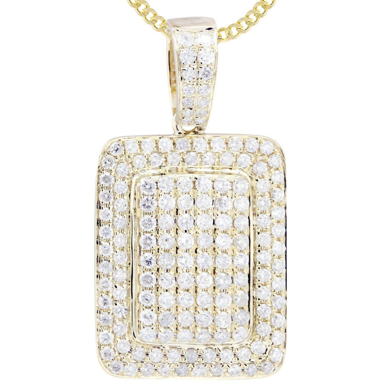 10K Yellow Gold Dog Tag Diamond Necklace  | 1.61 Carats