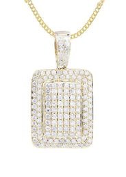 10K Yellow Gold Dog Tag Diamond Necklace  | 1.61 Carats