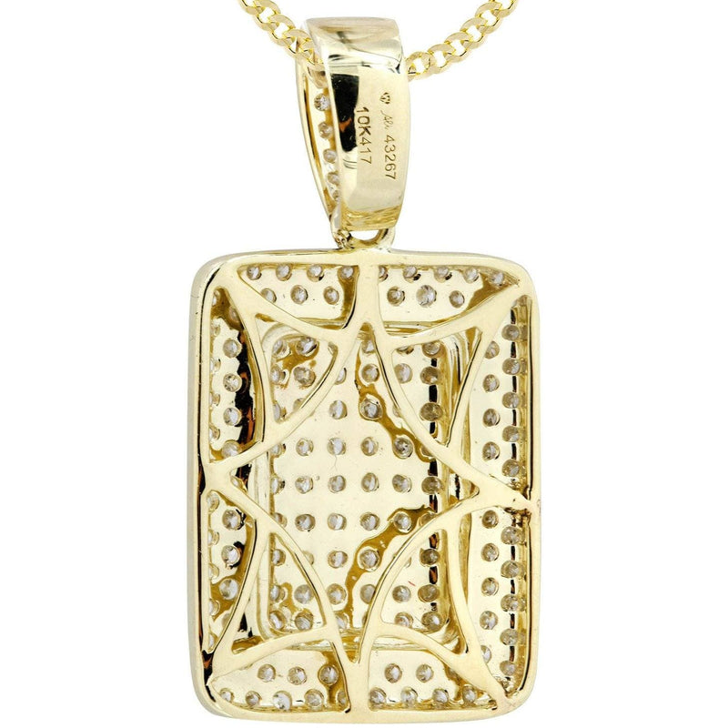 10K Yellow Gold Dog Tag Diamond Necklace  | 1.61 Carats