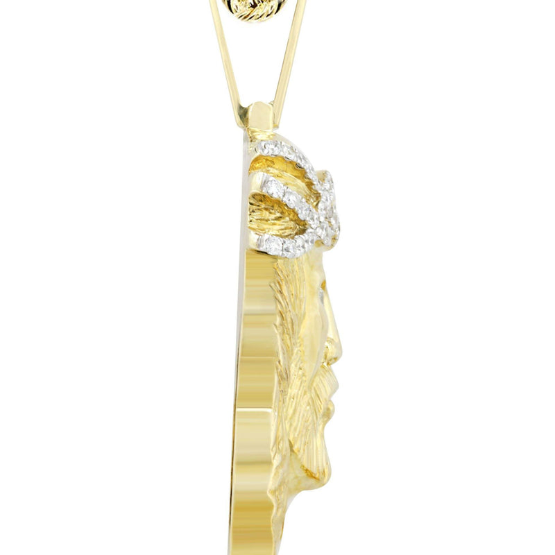 10K Yellow Gold Jesus Head Diamond Necklace  | 0.85 Carats