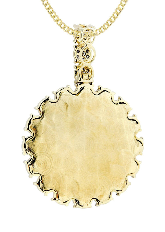 14K Yellow Gold Circle Diamond Necklace Diamond Necklace  | 3.8 Carats