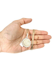 14K Yellow Gold Circle Diamond Necklace Diamond Necklace  | 3.8 Carats