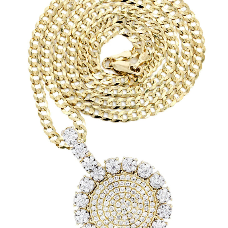14K Yellow Gold Circle Diamond Necklace Diamond Necklace  | 3.8 Carats