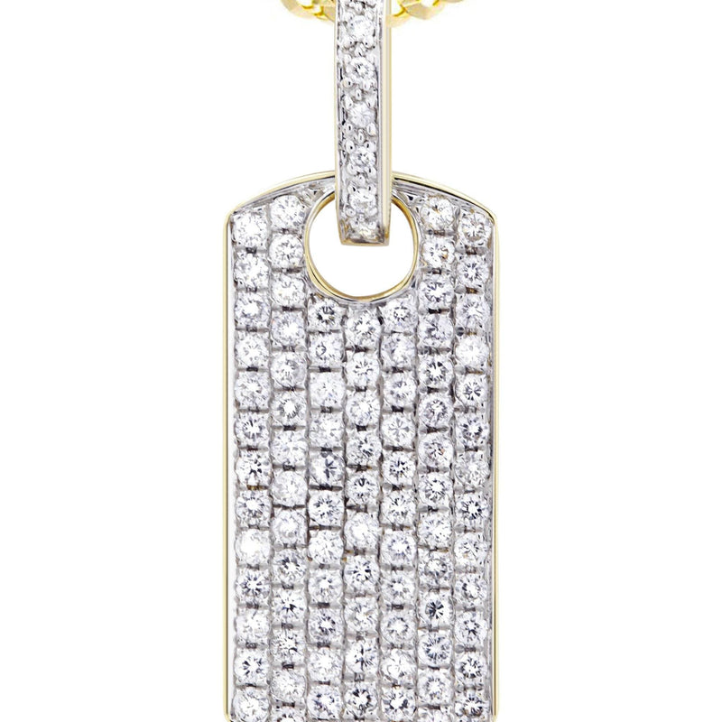 14K Yellow Gold Dog Tag Diamond Necklace  | 1.82 Carats