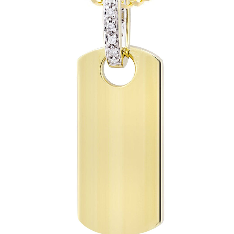 14K Yellow Gold Dog Tag Diamond Necklace  | 1.82 Carats