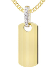 14K Yellow Gold Dog Tag Diamond Necklace  | 1.82 Carats