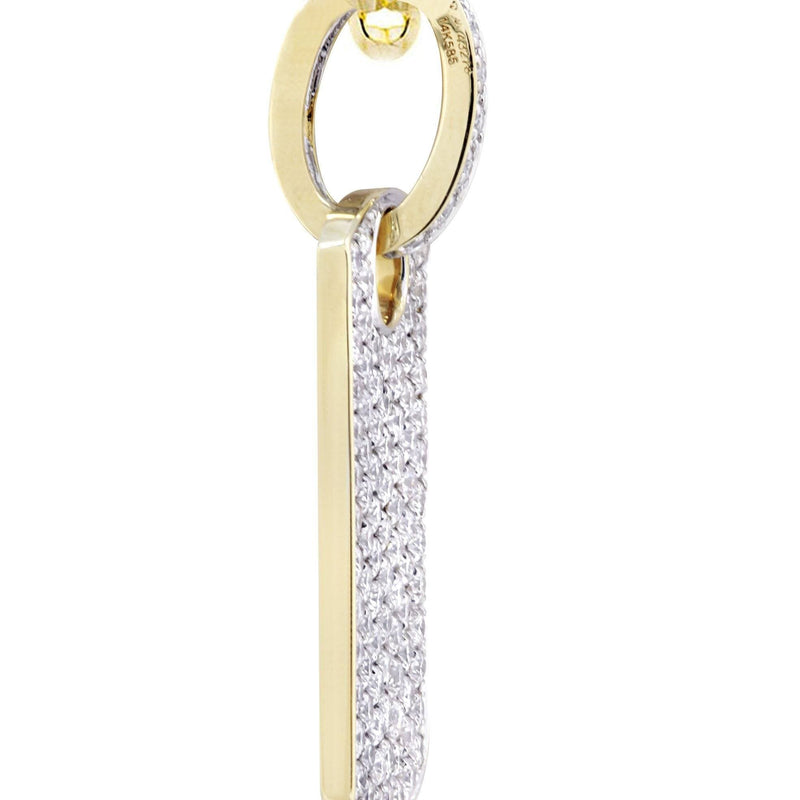 14K Yellow Gold Dog Tag Diamond Necklace  | 1.82 Carats