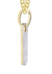 14K Yellow Gold Dog Tag Diamond Necklace  | 1.82 Carats