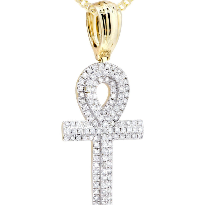 14K Yellow Gold Ankh Diamond Necklace  | 0.66 Carats