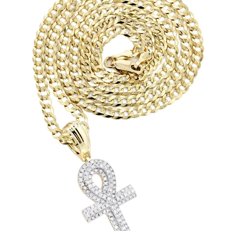 14K Yellow Gold Ankh Diamond Necklace  | 0.66 Carats
