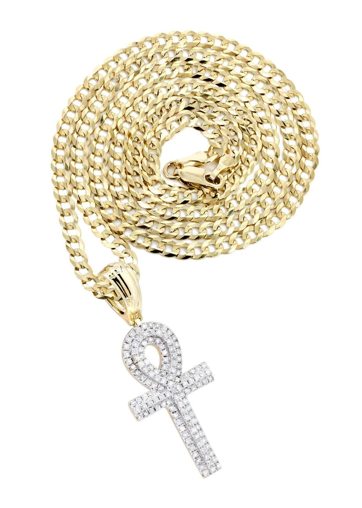 14K Yellow Gold Ankh Diamond Necklace  | 0.66 Carats