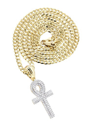 14K Yellow Gold Ankh Diamond Necklace  | 0.66 Carats