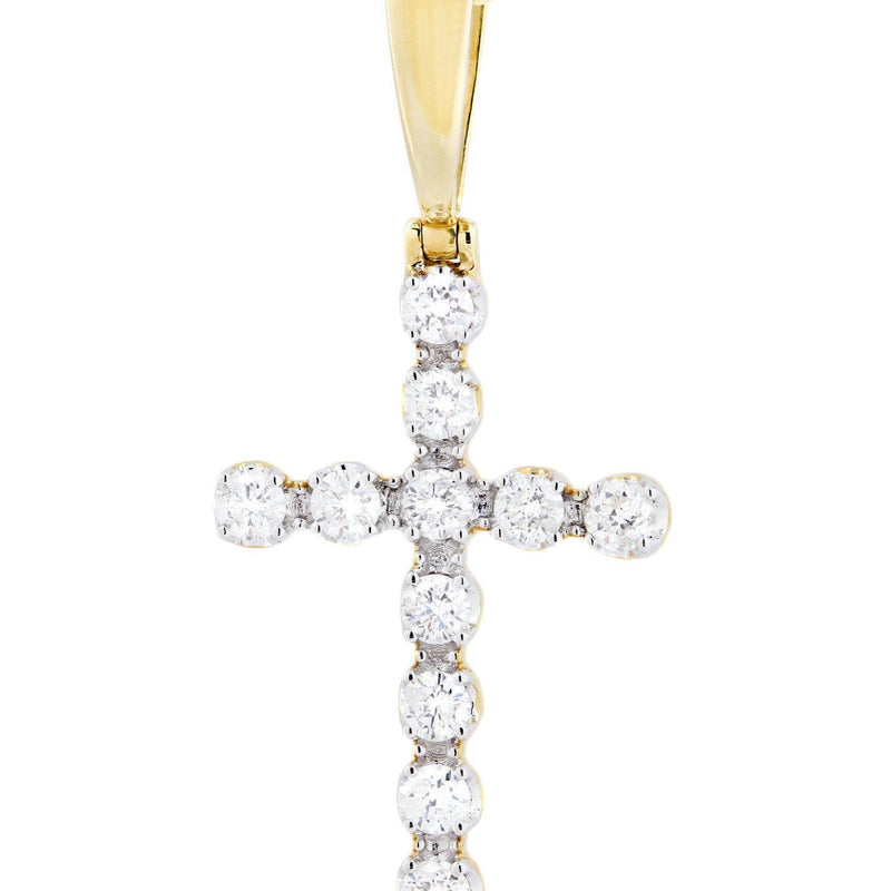14K Yellow Gold Diamond Cross Necklace  | 1.49 Carats