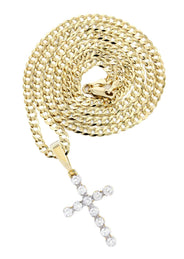 14K Yellow Gold Diamond Cross Necklace  | 1.49 Carats