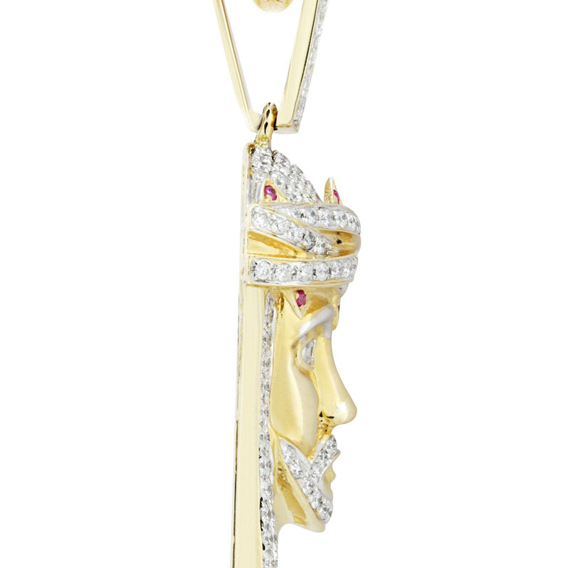 14K Yellow Gold Jesus Head Diamond Necklace  | 1.61 Carats
