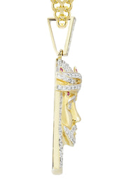 14K Yellow Gold Jesus Head Diamond Necklace  | 1.61 Carats