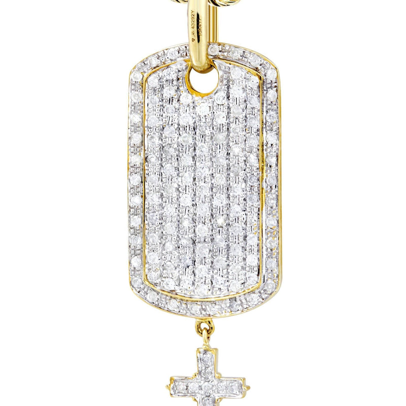 10K Yellow Gold Dog Tag Diamond Necklace  | 1.06 Carats