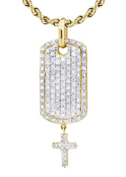 10K Yellow Gold Dog Tag Diamond Necklace  | 1.06 Carats