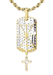 10K Yellow Gold Dog Tag Diamond Necklace  | 1.06 Carats