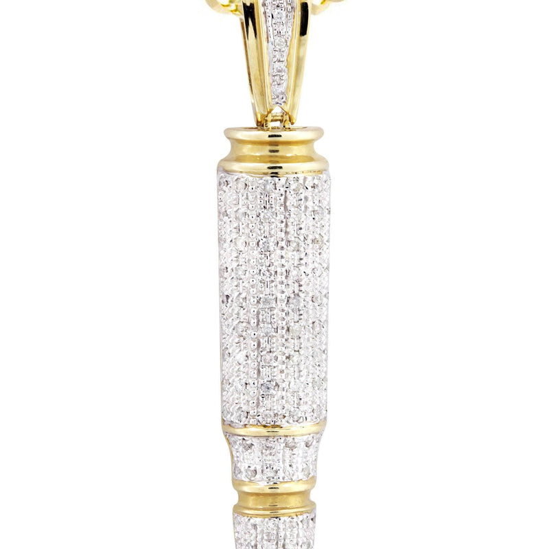 10K Yellow Gold Bullet Diamond Necklace  | 0.95 Carats