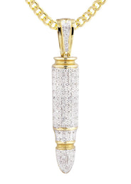 10K Yellow Gold Bullet Diamond Necklace  | 0.95 Carats