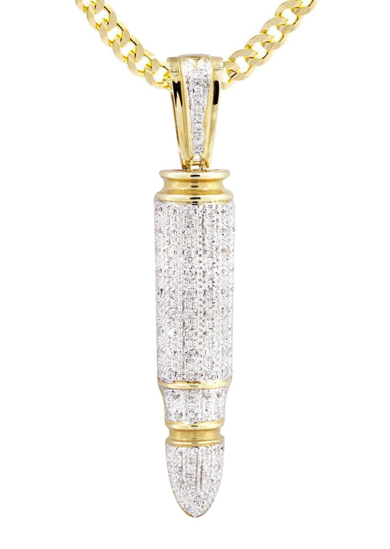 10K Yellow Gold Bullet Diamond Necklace  | 0.95 Carats