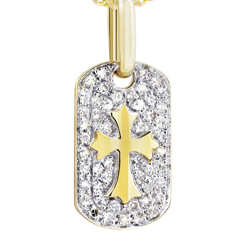 10K Yellow Gold Dog Tag Diamond Necklace  | 0.47 Carats
